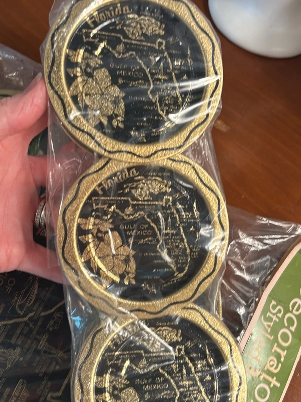 Vintage New Florida Souvenir Tray & 6 Coasters 70’s
